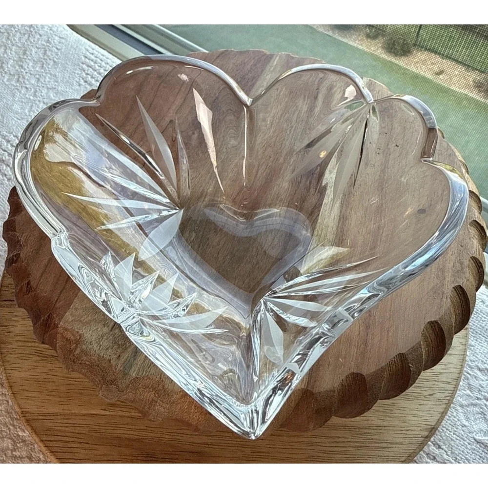 Mikasa Heart Shape Crystal Bowl Candy Jewelry Trinkets VTG